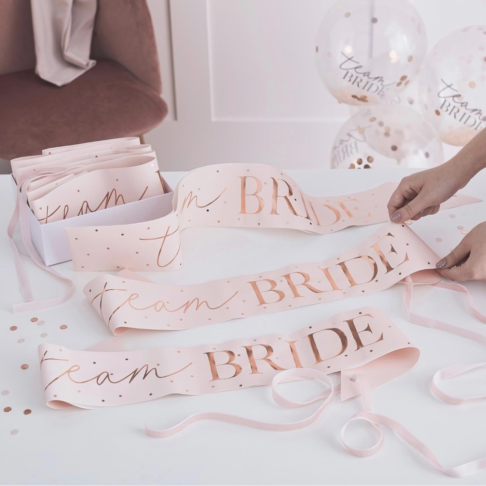Ginger Ray Rose Gold Team Brides Sashes - Set of 6